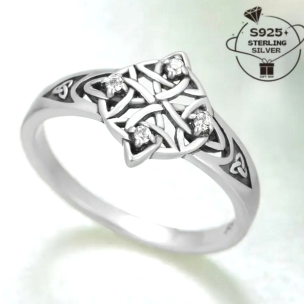 Sterling 925 Silver Celtic Knot Ring Sz 8